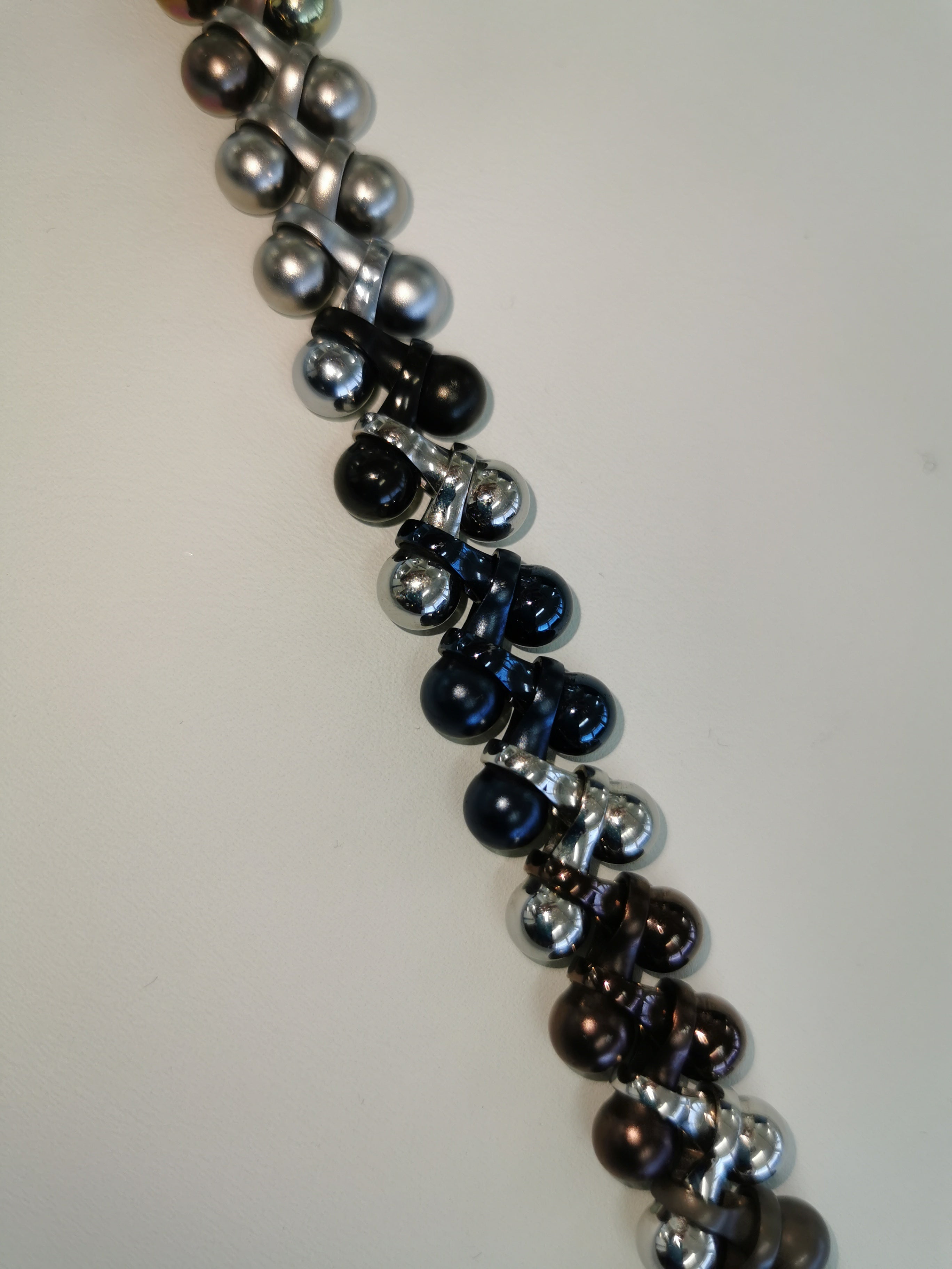 Steel / Titanium Sphere mesh bracelet with black DLC