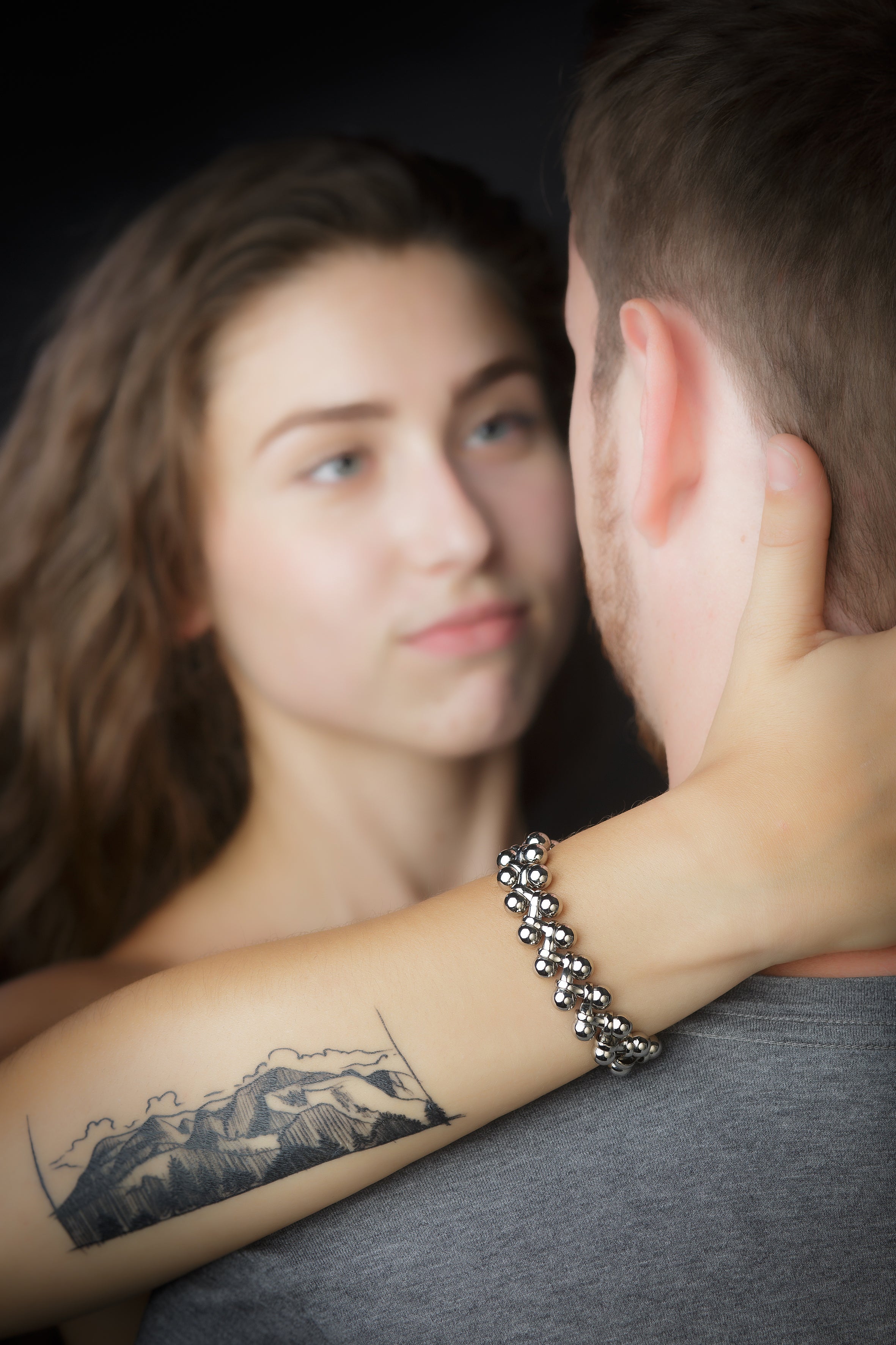 Polished Titanium Sphere Mesh Bracelet